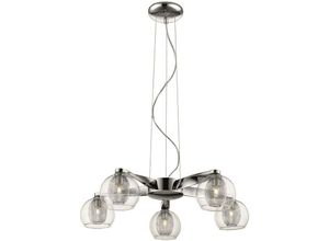 5056013614456 - 5 leichte mehrarmige Deckenanhänger Mesh Chrom klar G9 - Spring Lighting