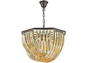 5056013614586 - 5 Light Deckenanhänger Schwarz Chrom Champagnergold mit Kristallen E14 - Spring Lighting