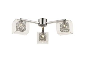 5056013615095 - Spring Lighting - 3 Light Flush Multi Arm Mesh Deckenleuchte Chrom Klar und Glas G9