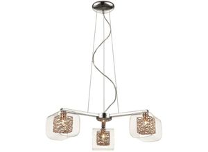 5056013615101 - 3 Licht Multi Arm Decke Anhänger Mesh Chrom Kupfer Glas Drei G9 - Spring Lighting