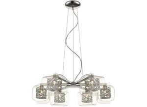 5056013615125 - 6 Licht Multi Arm Decke Anhänger Mesh Chrom Glas Six G9 - Spring Lighting