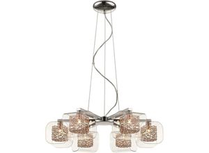 5056013615149 - 6 Licht Multi Arm Decke Anhänger Mesh Chrom Kupfer Glas Sechs G9 - Spring Lighting