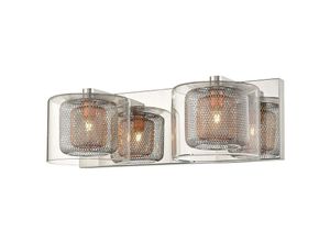 5056013615378 - Spring Lighting - 2 Licht Innenglas Wandleuchte Mesh Chrom Kupfer G9