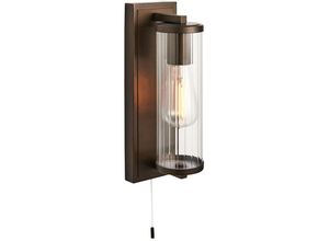 5056013655589 - Como Badezimmer-Wandleuchte Dunkle Bronzefarbe & klares geriffeltes Glas IP44 - Merano