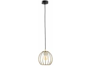 5056013663386 - 1246 Globe Wire Frame Pendel-Deckenleuchte Schwarz Gold 15cm 1x E27 - Keter Lighting