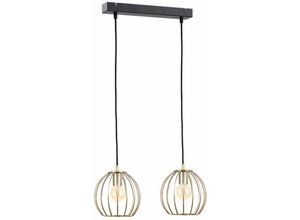 5056013663393 - 1247 Globe Bar Pendelleuchte Schwarz Gold 50cm 2x E27 - Keter Lighting