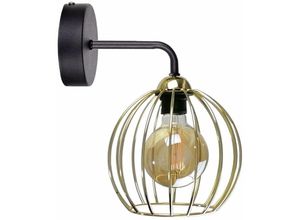 5056013663423 - Keter Lighting - 1250 Mig Wandleuchte Schwarz Gold 23cm 1x E27