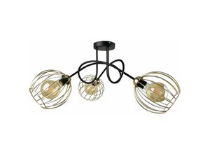 5056013663430 - Keter Lighting - 1282 Mig Multi Arm Semi Flush Deckenleuchte Schwarz Gold 70cm 3x E27 5056013663430 - Keter Lighting - 1282 Mig Multi Arm Semi Flush Deckenleuchte Schwarz Gold 70cm 3x E27