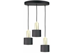 5056013663492 - Keter Lighting - 2049 Luce Cluster Pendelleuchte Schwarz Gold 30cm 3x E27