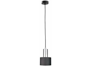 5056013663522 - 2052 Luce Zylindrische Pendel-Deckenleuchte Schwarz Silber 15cm 1x E27 - Keter Lighting