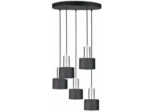 5056013663577 - 2057 Luce Cluster Pendelleuchte Schwarz Silber 45cm 5x E27 - Keter Lighting