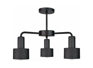 5056013663652 - Keter Lighting - 2065 Luce Multi Arm Semi Flush Deckenleuchte Schwarz 44cm 3x E27