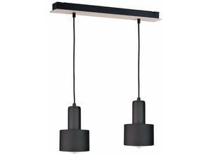 5056013663676 - 2067 Luce Bar Pendelleuchte Schwarz Holz 50cm 2x E27 - Keter Lighting