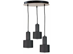 5056013663690 - Keter Lighting - 2069 Luce Cluster Pendelleuchte Schwarz Holz 30cm 3x E27