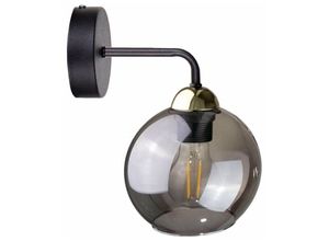 5056013663768 - Keter Lighting - 1210 Cosmo Dome Wandleuchte Schwarz Gold 23cm 1x E27