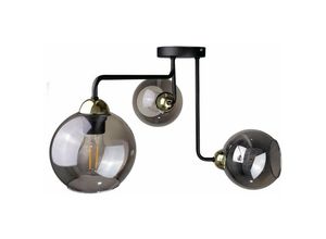 5056013663775 - Keter Lighting - 1215 Cosmo Multi Arm Semi Flush Deckenleuchte Schwarz Gold 50cm 3x E27