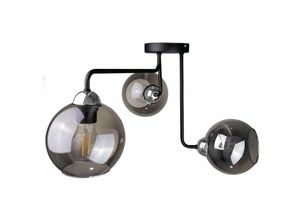 5056013663812 - Keter Lighting - 1217 Cosmo Multi Arm Semi Flush Deckenleuchte Schwarz Silber 50cm 3x E27