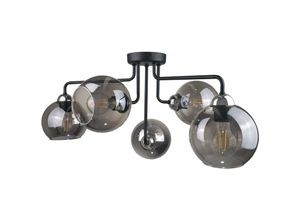 5056013663829 - 1216 Cosmo Multi Arm Semi Flush Deckenleuchte Schwarz Silber 70cm 5x E27 - Keter Lighting