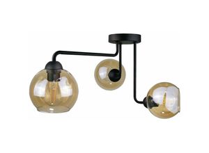 5056013663867 - Keter Lighting - 1984 Monde Multi Arm Halbbündige Deckenleuchte Schwarz 50cm 3x E27