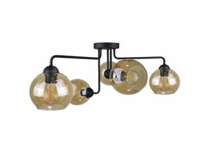 5056013663874 - Keter Lighting - 1985 Monde Multi Arm Halbbündige Deckenleuchte Schwarz 70cm 5x E27