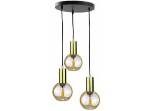 5056013664178 - Keter Lighting - 2000 Jantar Cluster Pendel-Deckenleuchte Gold 30cm 3x E27