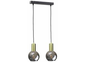 5056013664192 - 1243 Supra Bar Pendelleuchte Schwarz Gold 50cm 2x E27 - Keter Lighting