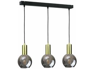 5056013664208 - Keter Lighting - 1244 Supra Bar Pendel-Deckenleuchte Schwarz Gold 60cm 3x E27