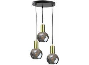 5056013664215 - Keter Lighting - 1245 Supra Cluster Pendelleuchte Schwarz Gold 30cm 3x E27