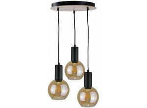 5056013664253 - Keter Lighting - 2027 Jantar Cluster Pendel-Deckenleuchte Holz 30cm 3x E27