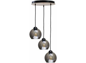 5056013664413 - Keter Lighting - 1341 Holz-Cluster-Pendel-Deckenleuchte Schwarz 30cm 3x E27