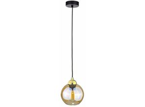 5056013664581 - Keter Lighting - 1991 Ambre Dome Pendelleuchte Gold 15cm 1x E27