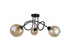 5056013664628 - Keter Lighting - 1975 Venus Multi Arm Halbbündige Deckenleuchte Schwarz 70cm 3x E27