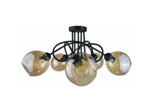 5056013664635 - Keter Lighting - 1976 Venus Multi Arm Halbbündige Deckenleuchte Schwarz 70cm 5x E27