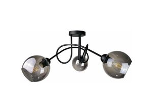 5056013664642 - Keter Lighting - 1274 Ring Multi Arm Semi Flush Deckenleuchte Schwarz 70cm 3x E27