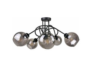 5056013664659 - Keter Lighting - 1275 Ring Multi Arm Semi Flush Deckenleuchte Schwarz 70cm 5x E27