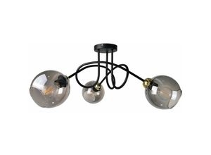 5056013664680 - Keter Lighting - 1276 Ring Multi Arm Semi Flush Deckenleuchte Schwarz Gold 70cm 3x E27