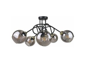 5056013664697 - Keter Lighting - 1277 Ring Multi Arm Semi Flush Deckenleuchte Schwarz Gold 70cm 5x E27