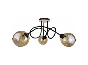 5056013664703 - Keter Lighting - 2029 Venus Multi Arm Halbbündige Deckenleuchte Holz 70cm 3x E27