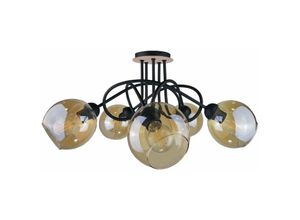 5056013664710 - Keter Lighting - 2030 Venus Multi Arm Halbbündige Deckenleuchte Holz 70cm 5x E27