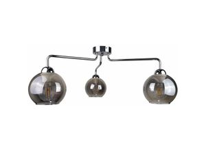 5056013664734 - Keter Lighting - 1292 Pluton Multi Arm Semi Flush Deckenleuchte Silber 70cm 3x E27