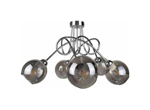 5056013664765 - Keter Lighting - 1281 Ring Multi Arm Semi Flush Deckenleuchte Silber 70cm 5x E27