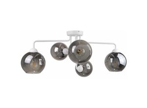 5056013664796 - Keter Lighting - 1296 Cosmo Multi Arm Semi Flush Deckenleuchte Weiß 70cm 5x E27