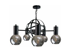 5056013664826 - Keter Lighting - 1902 Planet Pendelleuchte Schwarz 60cm 5x E27