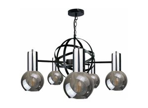 5056013664871 - Keter Lighting - 1909 Planet Pendelleuchte Schwarz Silber 60cm 5x E27