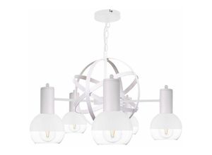 5056013664895 - Keter Lighting - 1912 Planet Pendelleuchte Weiß 60cm 5x E27