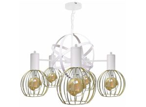 5056013664901 - Keter Lighting - 1913 Satellite Pendelleuchte Weiß 60cm 5x E27