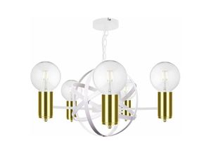 5056013664925 - Keter Lighting - 1916 Solar Pendelleuchte Weiß Gold 60cm 5x E27