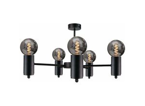 5056013664949 - Keter Lighting - 1708 Arde Multi Arm Semi Flush Deckenleuchte Schwarz 60cm 5x E27