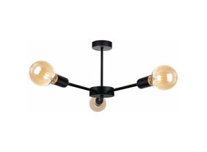 5056013665052 - Keter Lighting - 1426 Sun Multi Arm Semi Flush Deckenleuchte Schwarz 40cm 3x E27