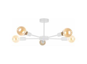 5056013665120 - Keter Lighting - 1452 Sun Multi Arm Semi Flush Deckenleuchte Weiß 48cm 5x E27